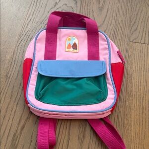 Cat & Jack Pink Backpack with Blue Flap and Green Pocket